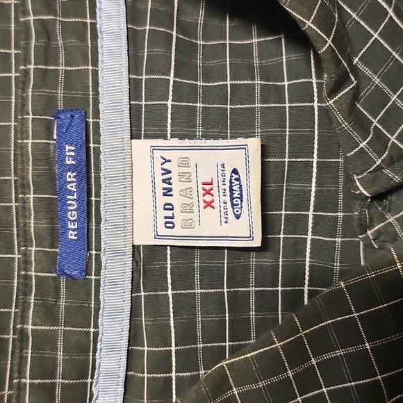 Mens Old Navy Olive Checkered Button Down Shirt XXL - Picture 2 of 6